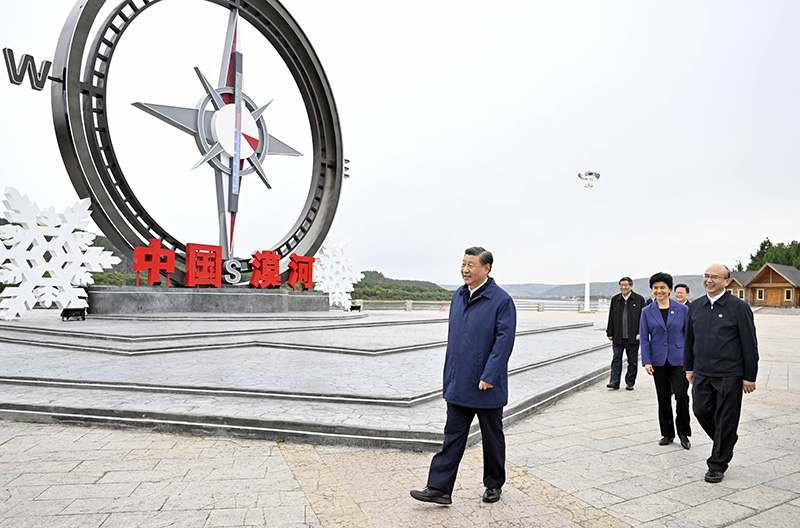 9月6日至8日，中共中央總書記、國家主席、中央軍委主席習近平在黑龍江考察。這是6日下午，習近平在大興安嶺地區漠河市北極村考察。